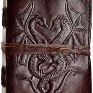 Double Dragon Leather Blank Book W/ Cord