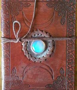 5" X 7" Triple Moon With Stone Embossed Leather W/ Cord