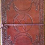 5" X 7" Triple Moon Pentagram Leather Blank Book W/cord