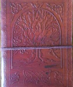 5" X 7" Tree Of Life Leather Blank Book W/cord