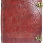 10" X 13" Tree Leather Blank Book W/ Latch