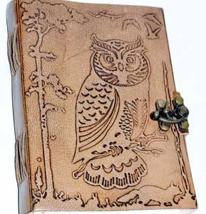 5" X 7" Owl In Jungle Leather W/ Latch