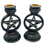 (set Of 2) 5 1/2" Pentagram Taper Holder