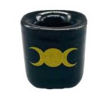 Triple Moon Black Ceramic Holder