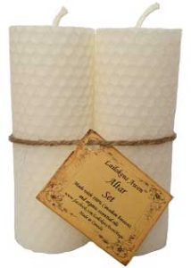 4 1/4" Altar Set White Lailokens Awen Candle