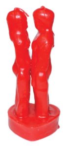 7" Red Face To Face Lover Candle