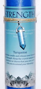 Strength Pillar Candle With Turquoise Pendant