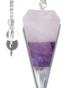 6-sided Amethyst & Rose Quartz Pendulum