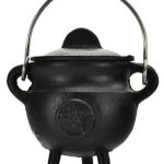 Pentagram Cast Iron Cauldron W/ Lid 2 3/4"