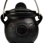 3" Triple Moon Cast Iron Cauldron W/ Lid