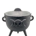 4.5" Triple Moon Cast Iron Cauldron W/ Lid