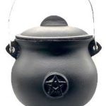 8" Pentagram Cast Iron Cauldron W/ Lid