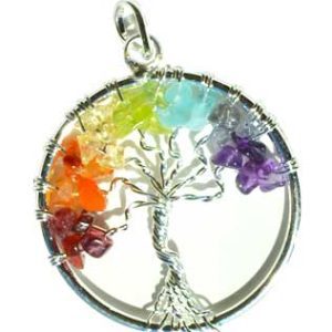 7 Chakra Tree Of Life Pendant Silver Tone