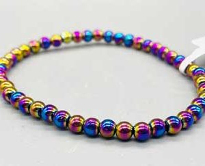 4mm Hematite, Rainbow Bracelet