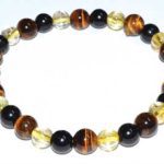 6mm Tiger Eye,citrine & Touramline, Black Bracelet