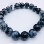 8mm Obsidian, Snowflake Bracelet