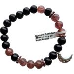 8mm Rainbow Obsidian & Strawberry Quartz / Moon