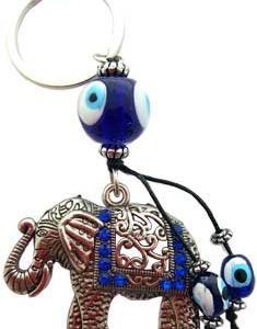 Elephant Evil Eye Keychain