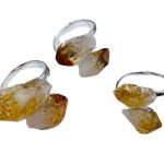 (set Of 3) Adjustable Citrine Rings