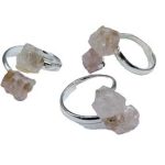 (set Of 3) Adjustable Rose Quartz Rings