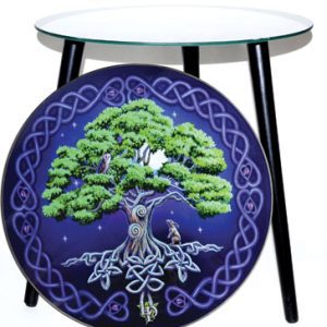 15 1/2" Dia Tree Of Life Glass Altar Table