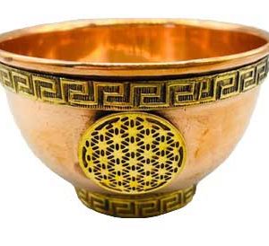 3" Copper Flower Of Life Offering Bowl