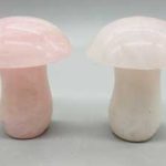 (set Of 2) 1 3/4" Mushroom Rose Quartz