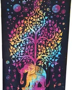 54" X 86" Elephant Tree Tapestry (tie Dye)